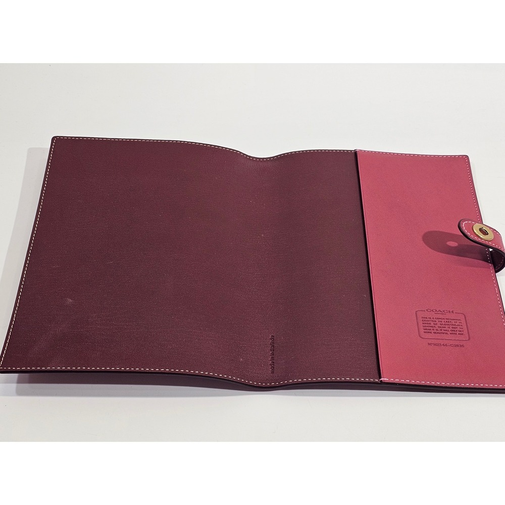 Coach Glovetanned Leather Notebook Cover Turnlock Magenta Pink w/ Pen & Journal - Picture 7 of 10